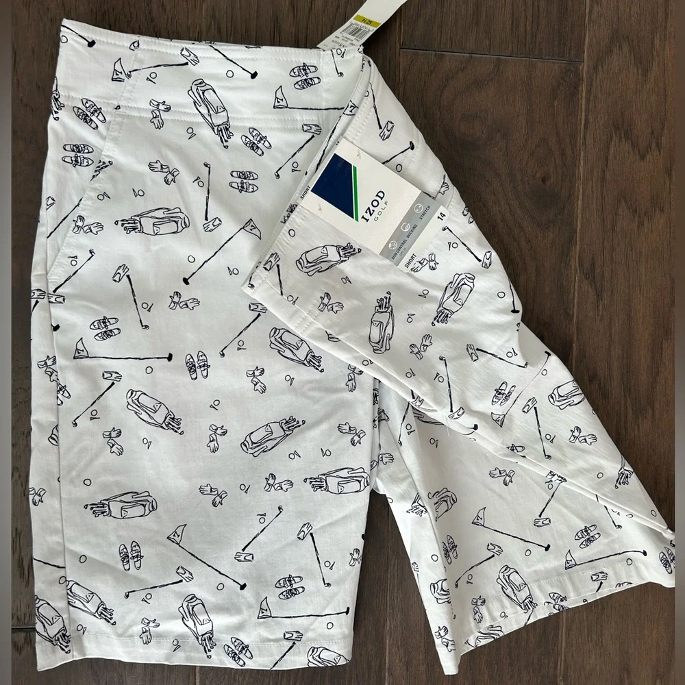 Izod Golf Stretch Chino Graphic Active Performance Shorts NWT